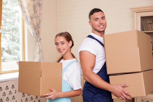 Donation-ready furniture and household items being set aside for charity reuse